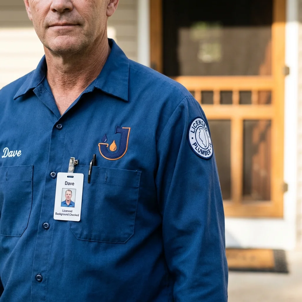 Licensed plumber showing ID badge in Stevensville, MI