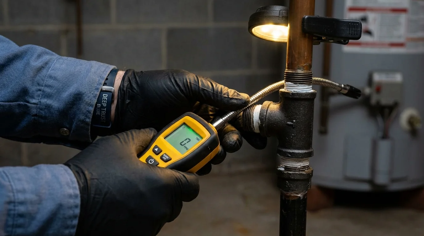 Gas leak detection with electronic sniffer by Johns Plumbing LLC in Stevensville