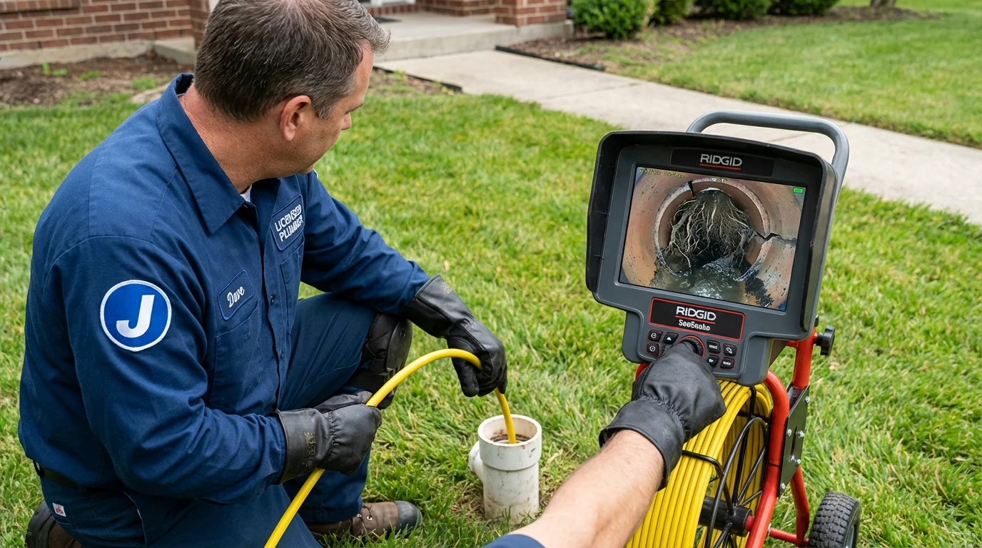 Sewer camera inspection being performed by Johns Plumbing LLC in Stevensville