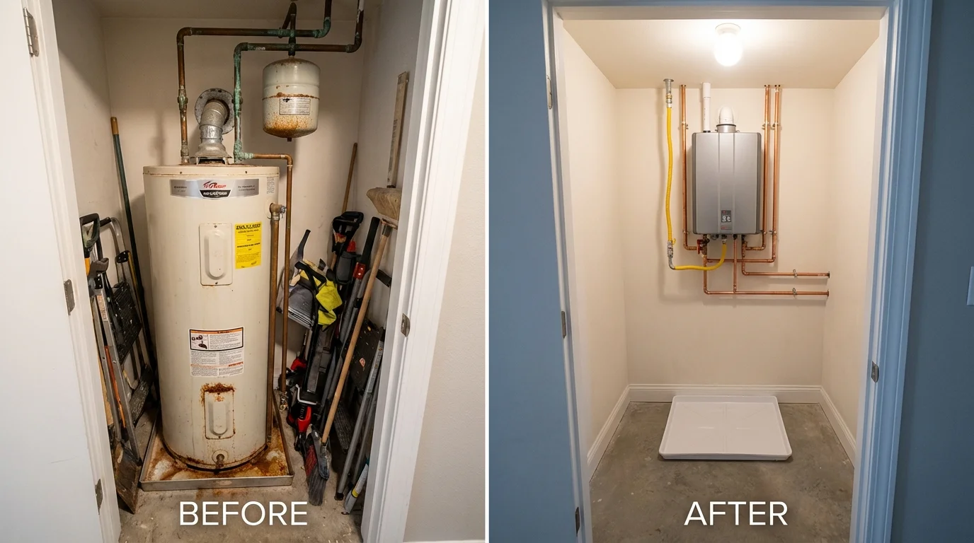 Tank water heater versus wall-mounted tankless unit comparison for Stevensville, MI homeowners